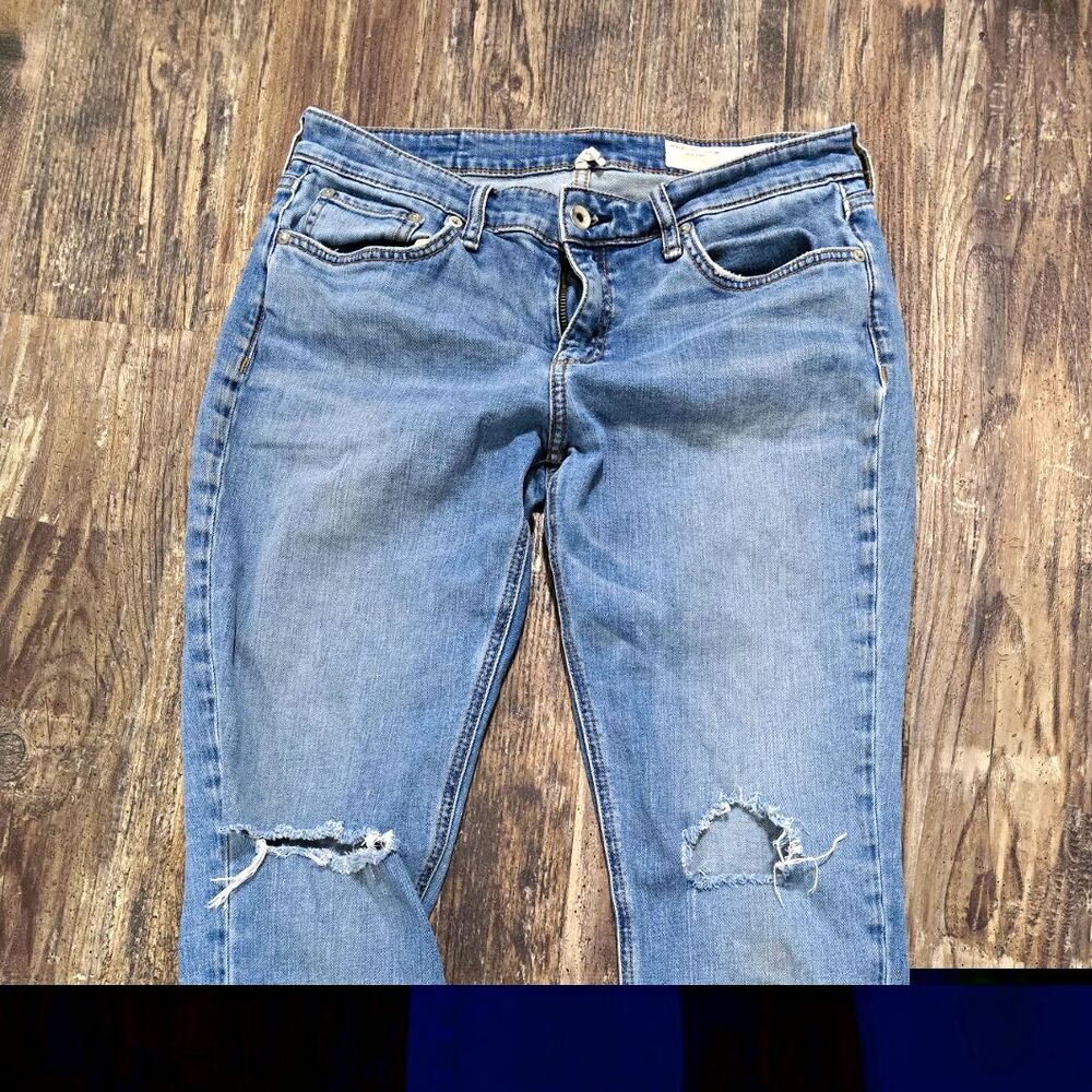 rag & bone Dre Low Rise Skinny Distressed Blue Denim Jeans Women Size 29